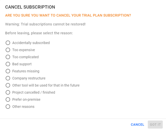 Cancel Subscription Cancel Subscription