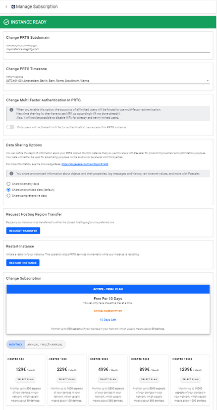 Manage Subscription Manage Subscription